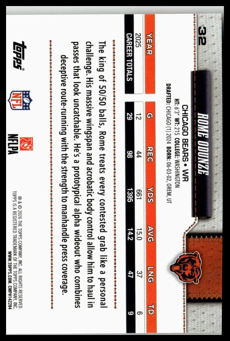 2026 Topps Flagship #32 Rome Odunze