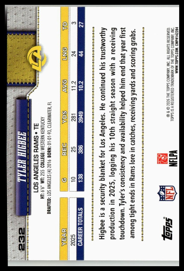 2026 Topps Flagship #232 Tyler Higbee