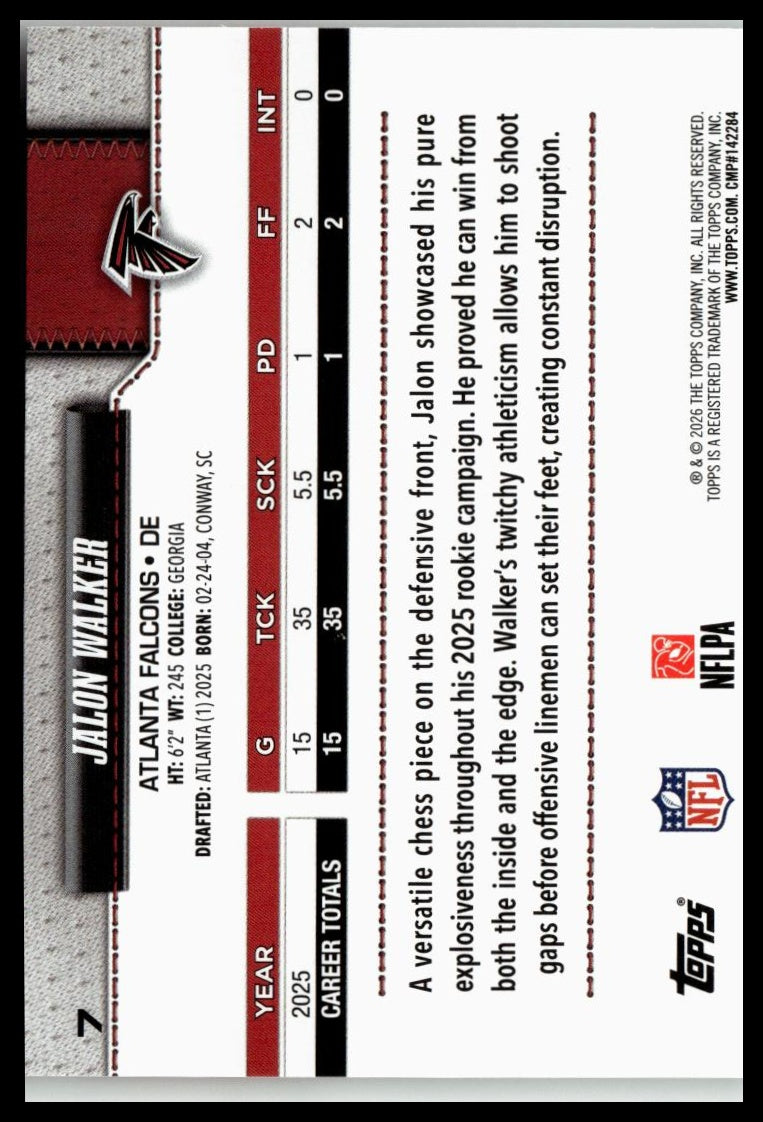 2026 Topps Flagship #7 Jalon Walker