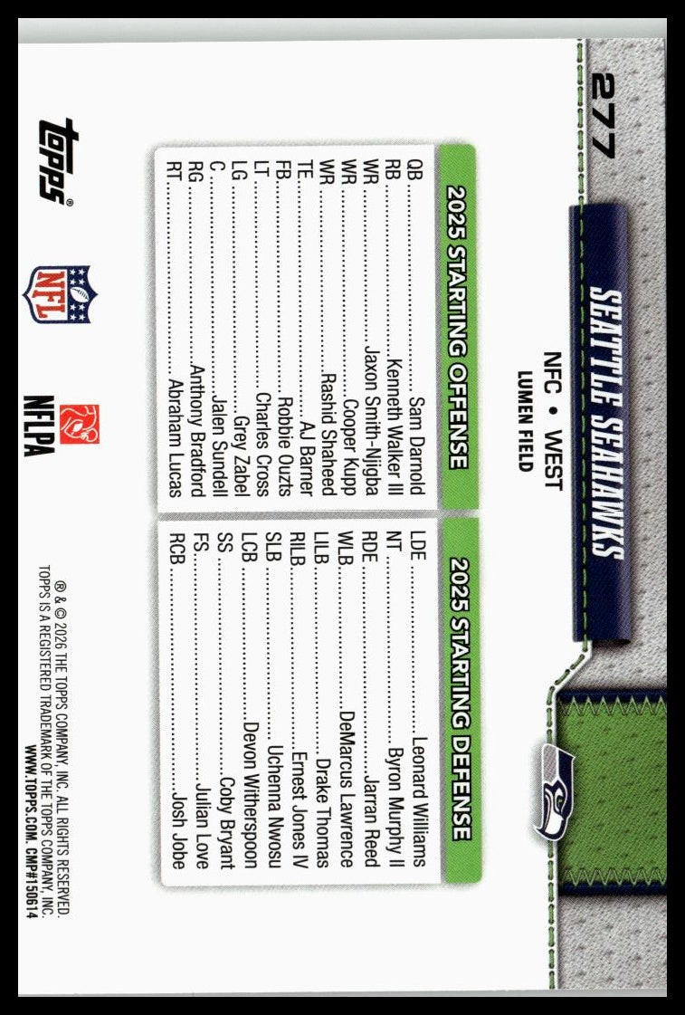 2026 Topps Flagship #277 Seattle Seahawks