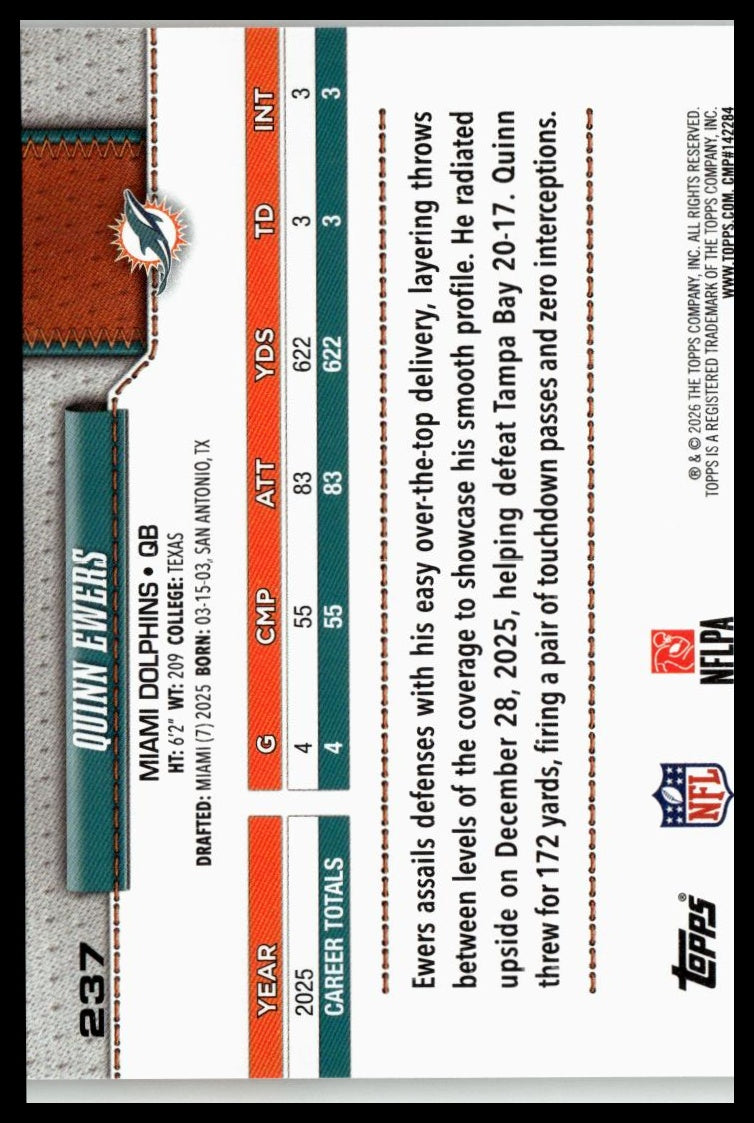 2026 Topps Flagship #237 Quinn Ewers