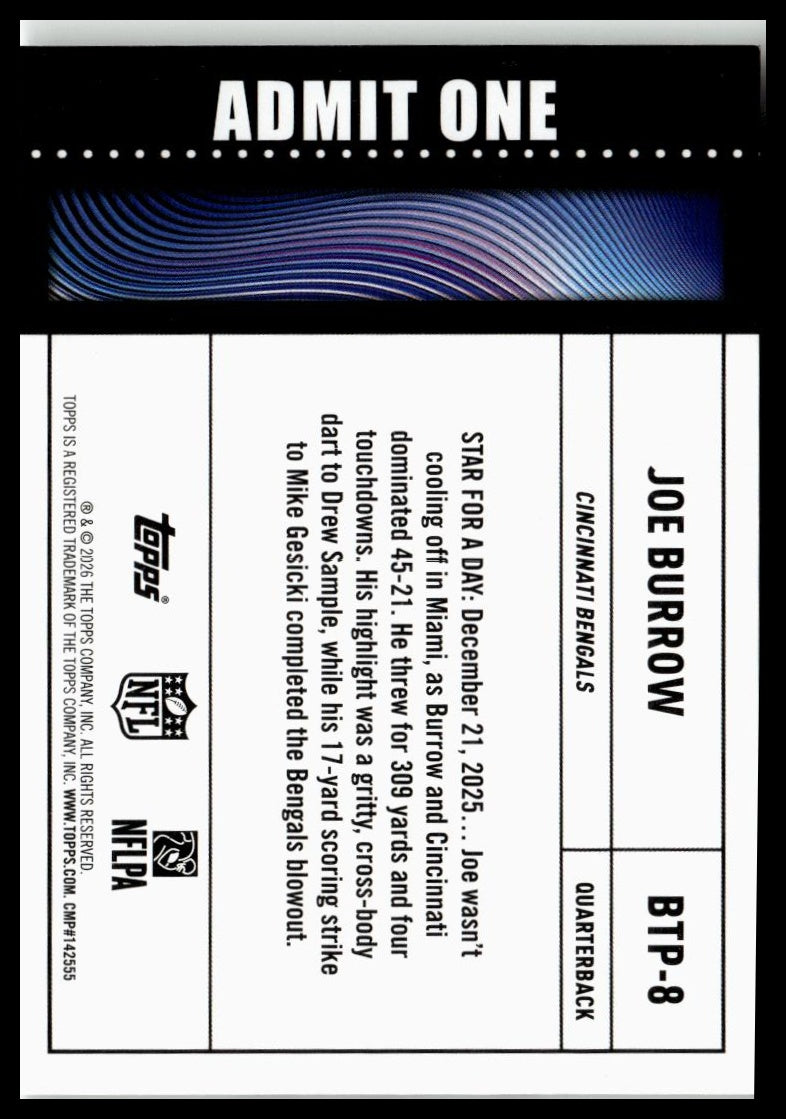 2026 Topps Flagship #BTP-8 Joe Burrow Big Ticket Players