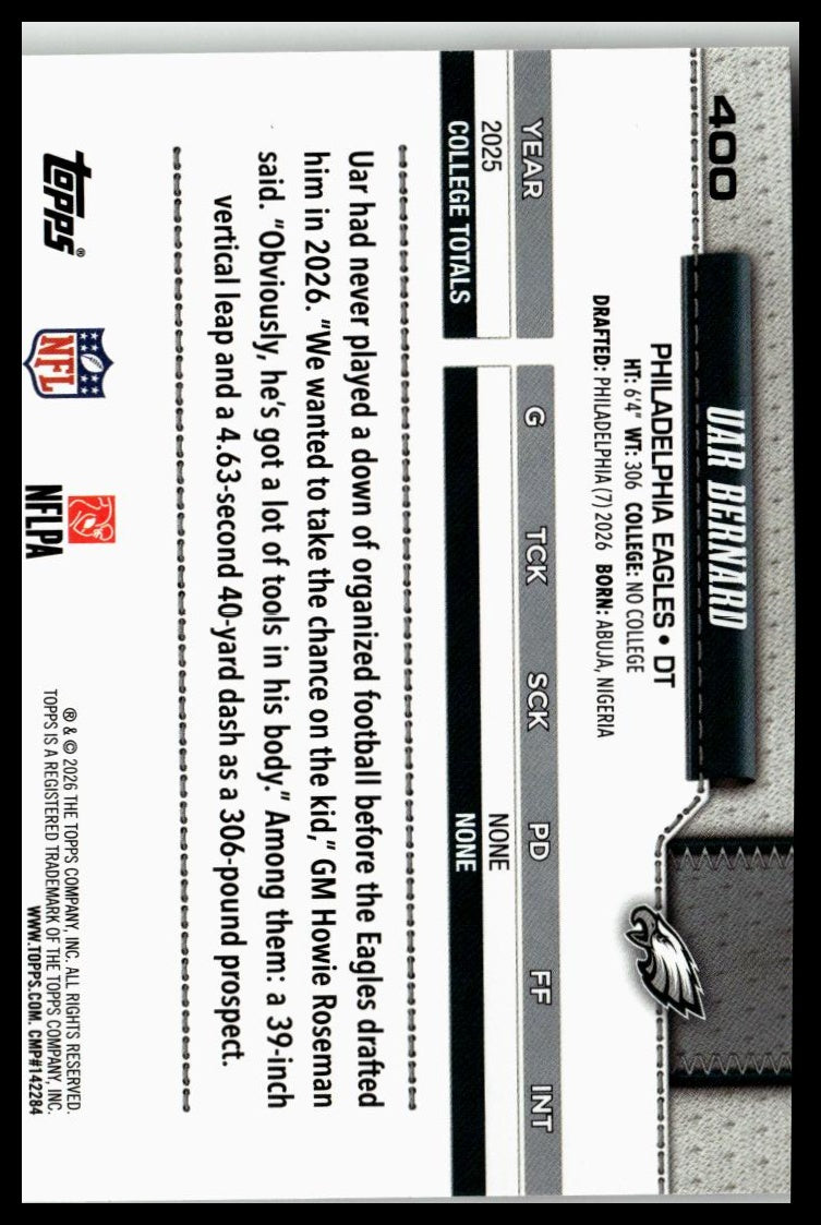 2026 Topps Flagship #400 Uar Bernard