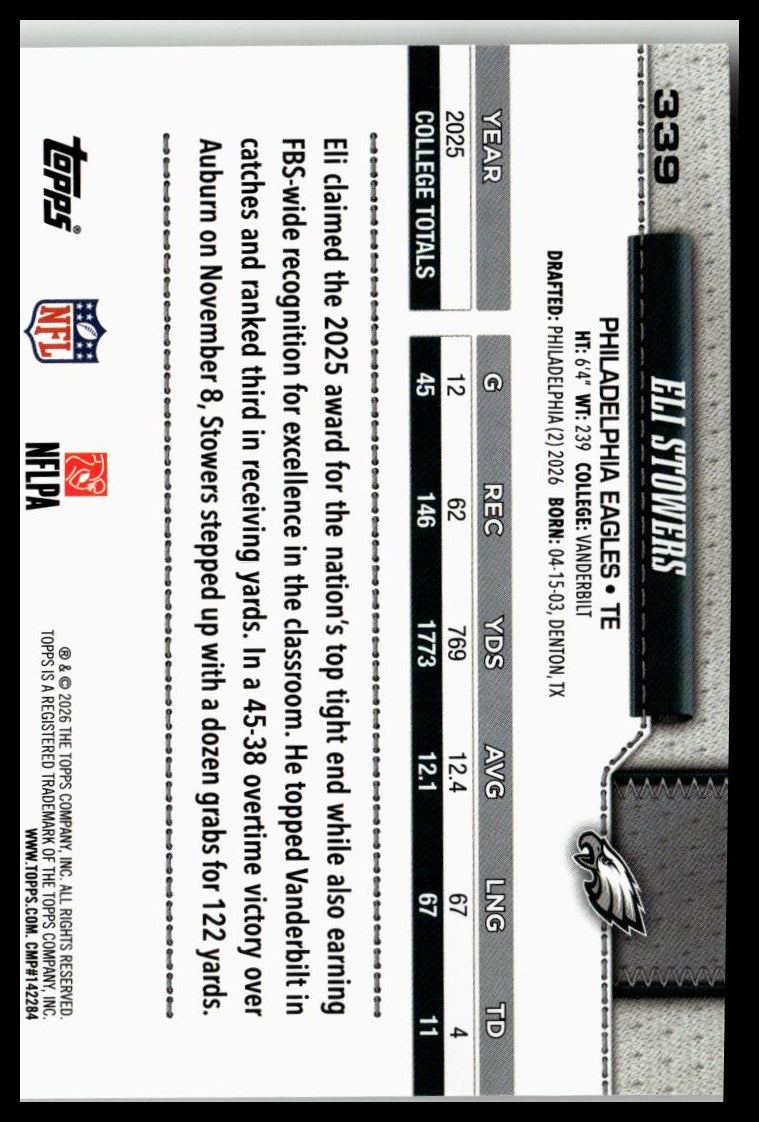 2026 Topps Flagship #339 Eli Stowers