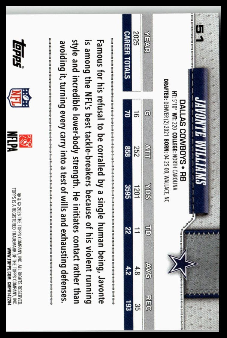 2026 Topps Flagship #51 Javonte Williams