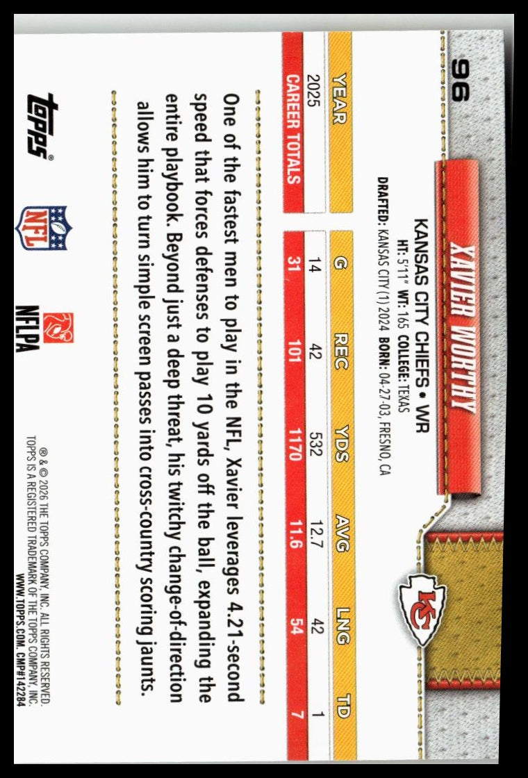 2026 Topps Flagship #96 Xavier Worthy