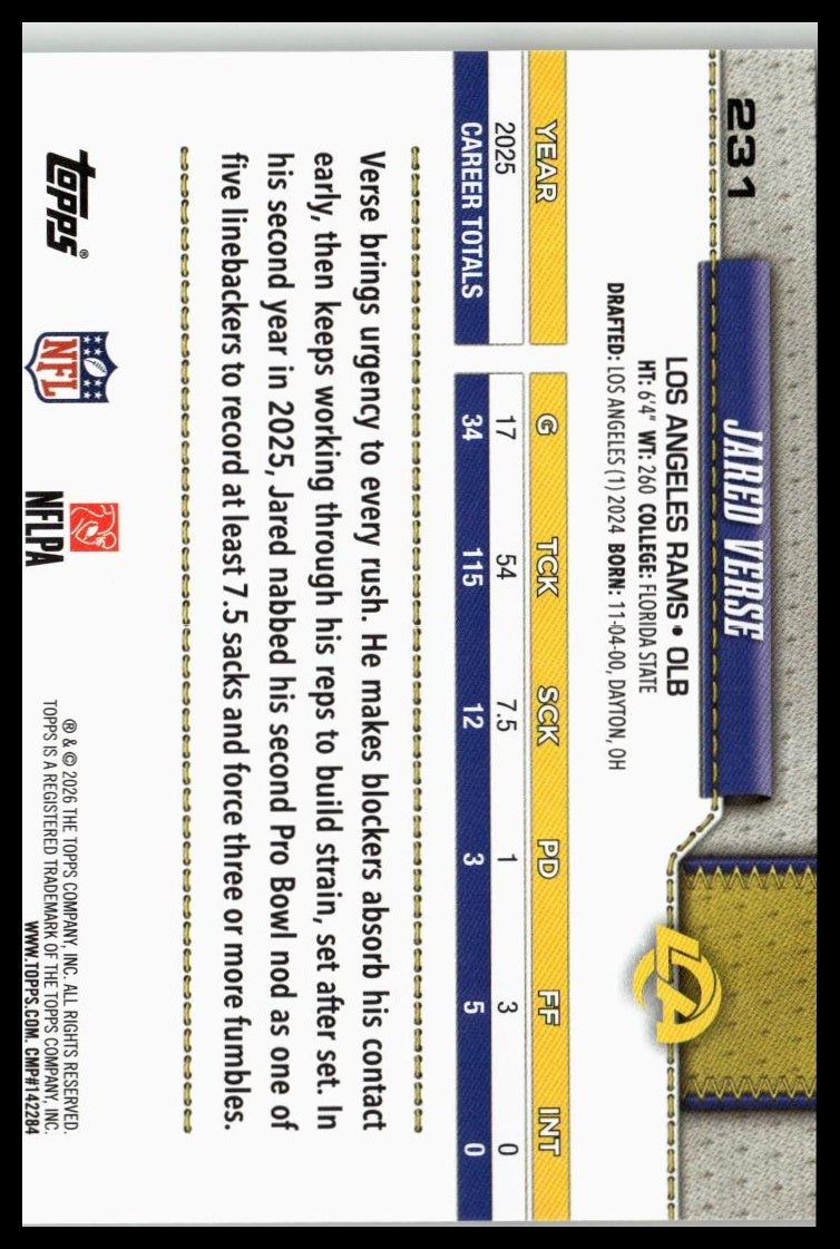 2026 Topps Flagship #231 Jared Verse