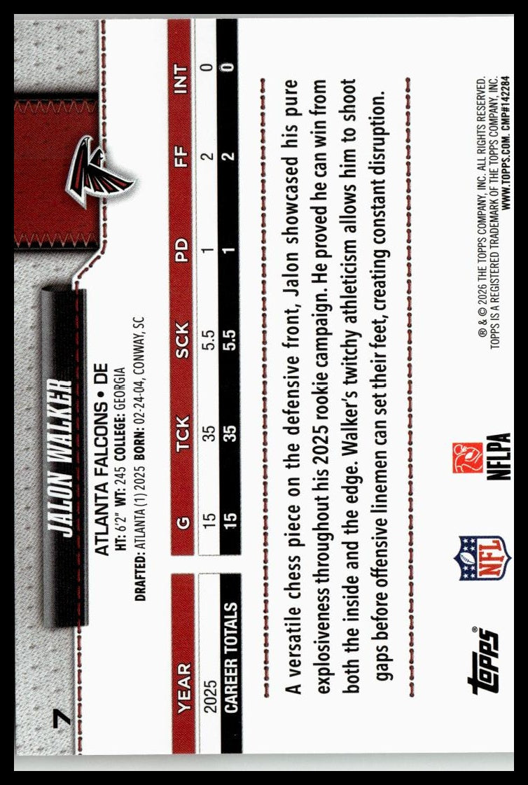 2026 Topps Flagship #7 Jalon Walker