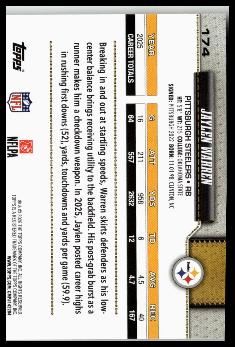 2026 Topps Flagship #174 Jaylen Warren