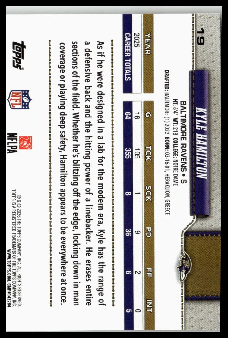 2026 Topps Flagship #19 Kyle Hamilton