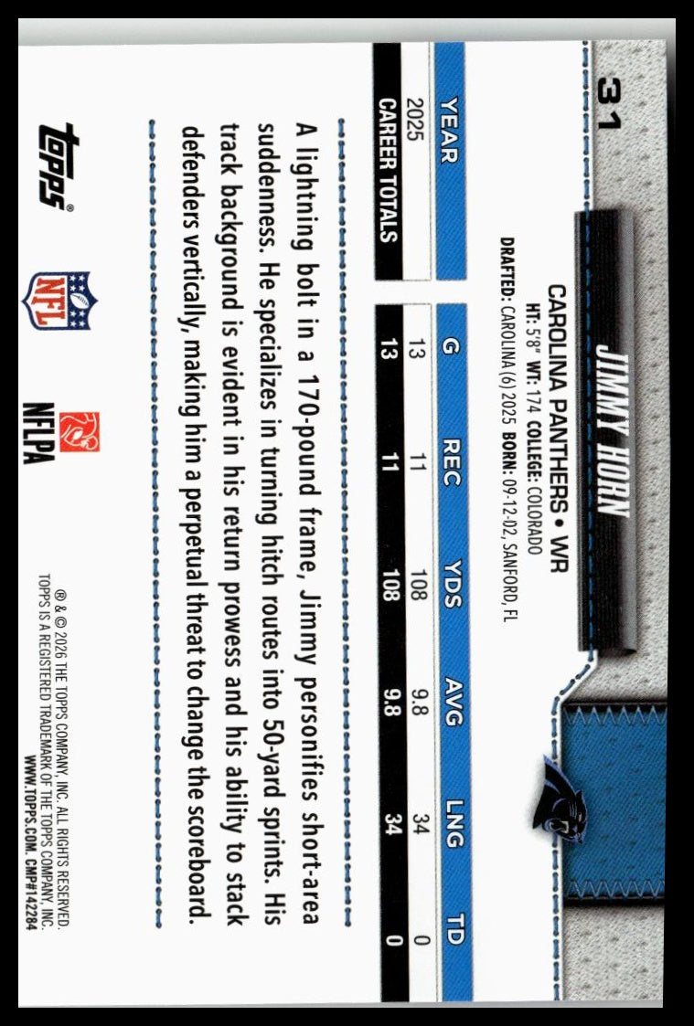 2026 Topps Flagship #31 Jimmy Horn Jr.