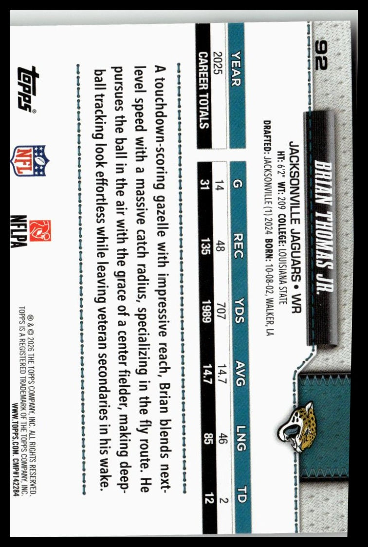 2026 Topps Flagship #92 Brian Thomas Jr.