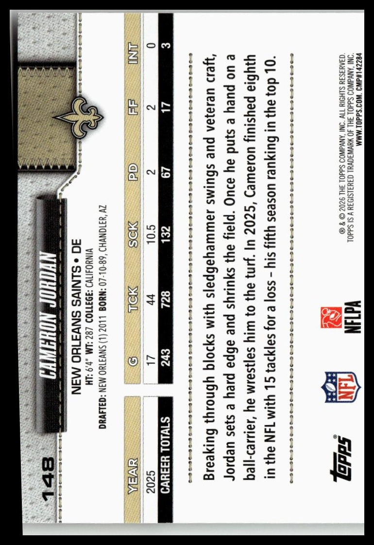 2026 Topps Flagship #148 Cameron Jordan