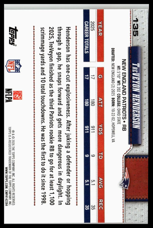 2026 Topps Flagship #135 TreVeyon Henderson
