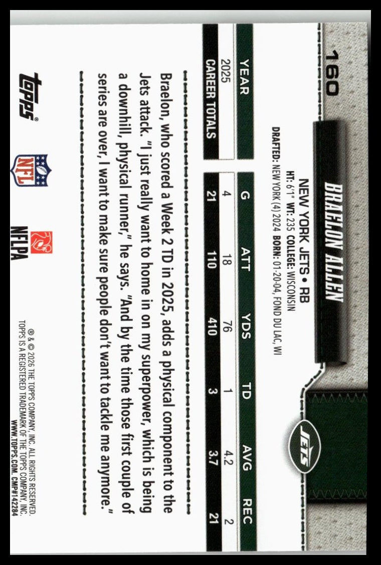 2026 Topps Flagship #160 Braelon Allen