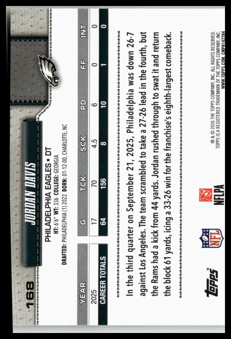 2026 Topps Flagship #168 Jordan Davis