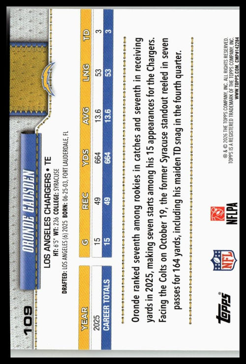2026 Topps Flagship #109 Oronde Gadsden