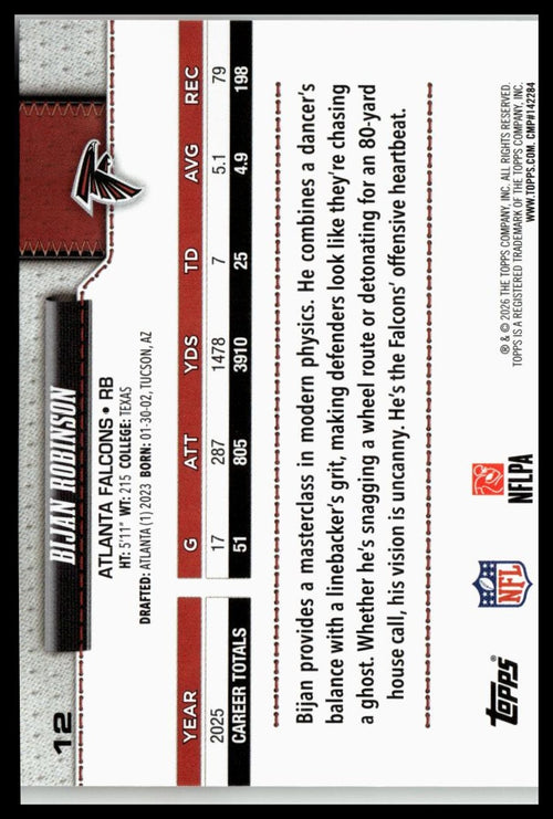 2026 Topps Flagship #12 Bijan Robinson