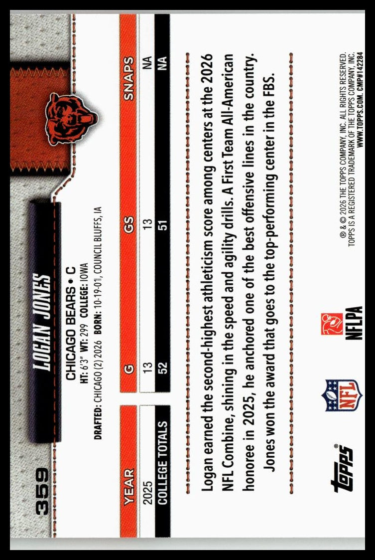 2026 Topps Flagship #359 Logan Jones