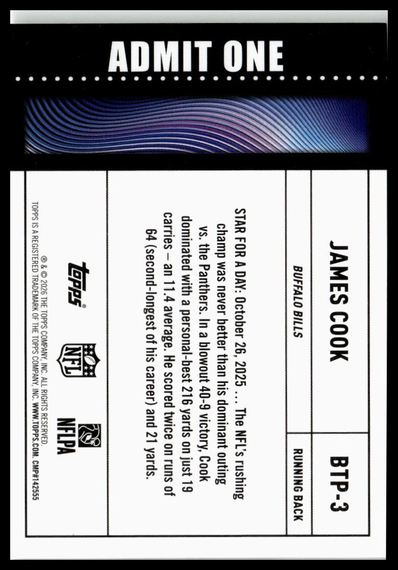 2026 Topps Flagship #BTP-3 James Cook Big Ticket Players