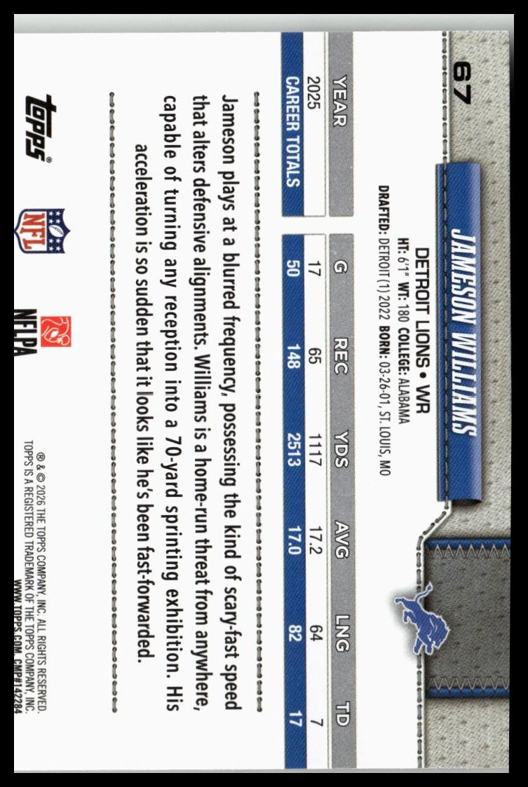 2026 Topps Flagship #67 Jameson Williams