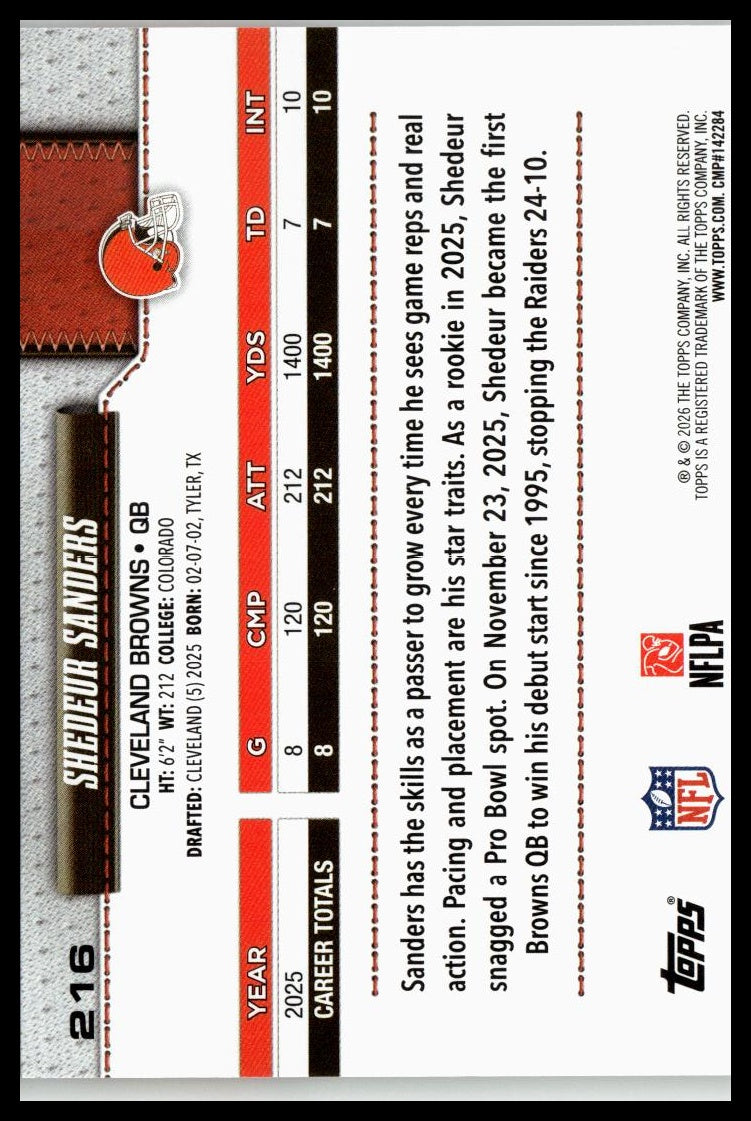 2026 Topps Flagship #216 Shedeur Sanders