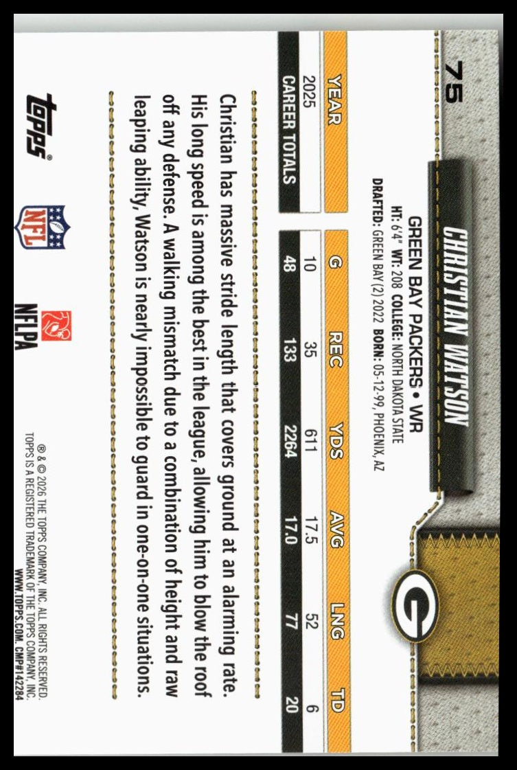 2026 Topps Flagship #75 Christian Watson