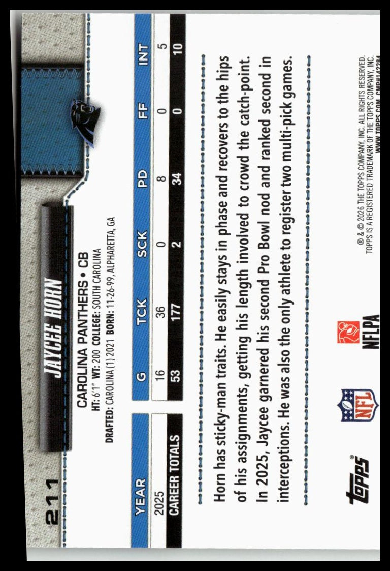 2026 Topps Flagship #211 Jaycee Horn