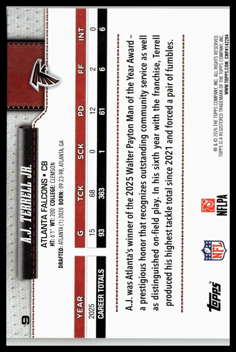 2026 Topps Flagship #9 A.J. Terrell