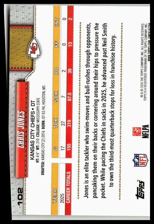 2026 Topps Flagship #102 Chris Jones
