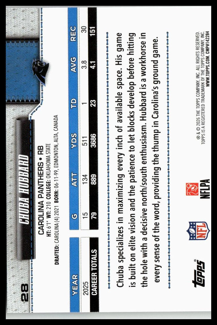 2026 Topps Flagship #28 Chuba Hubbard