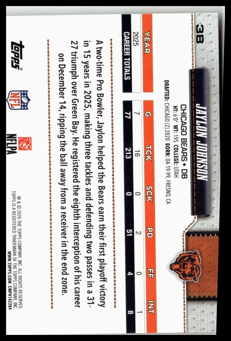 2026 Topps Flagship #38 Jaylon Johnson