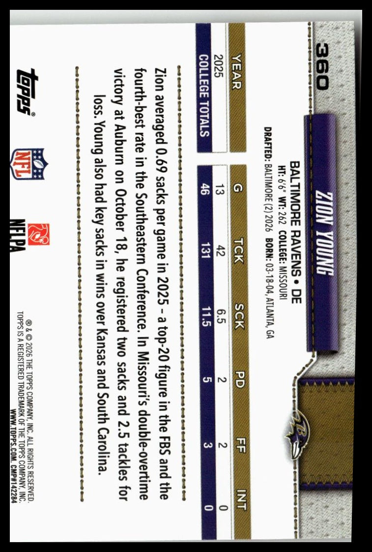 2026 Topps Flagship #360 Zion Young