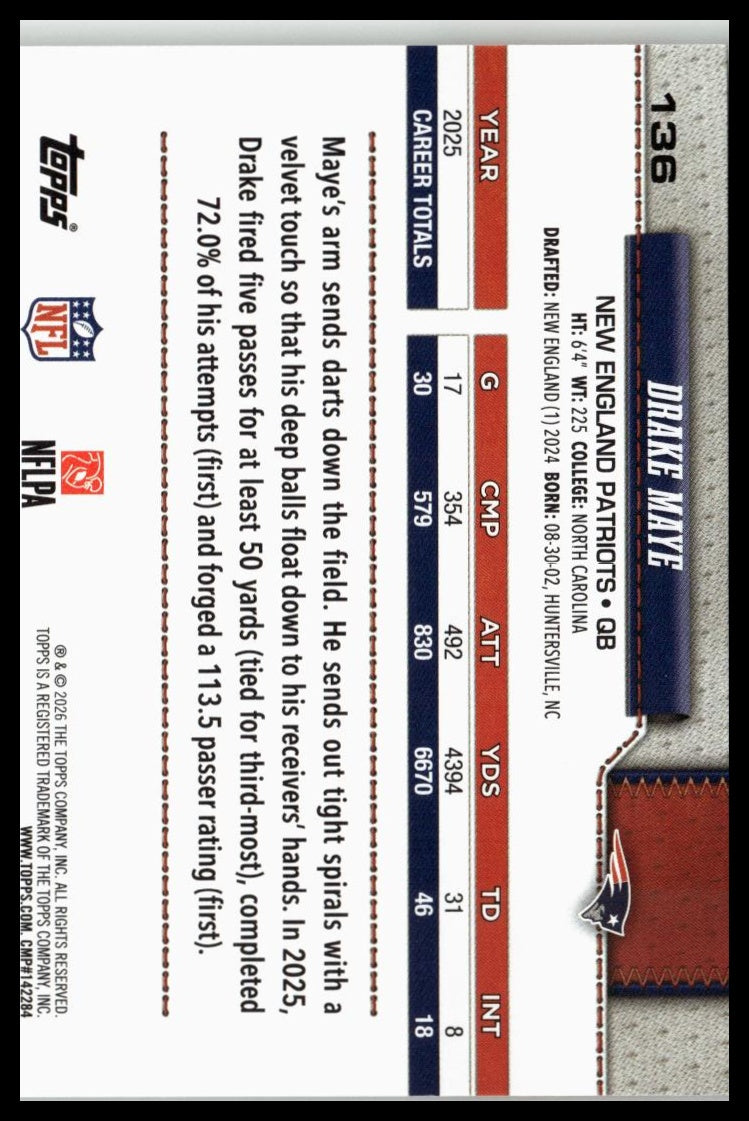 2026 Topps Flagship #136 Drake Maye