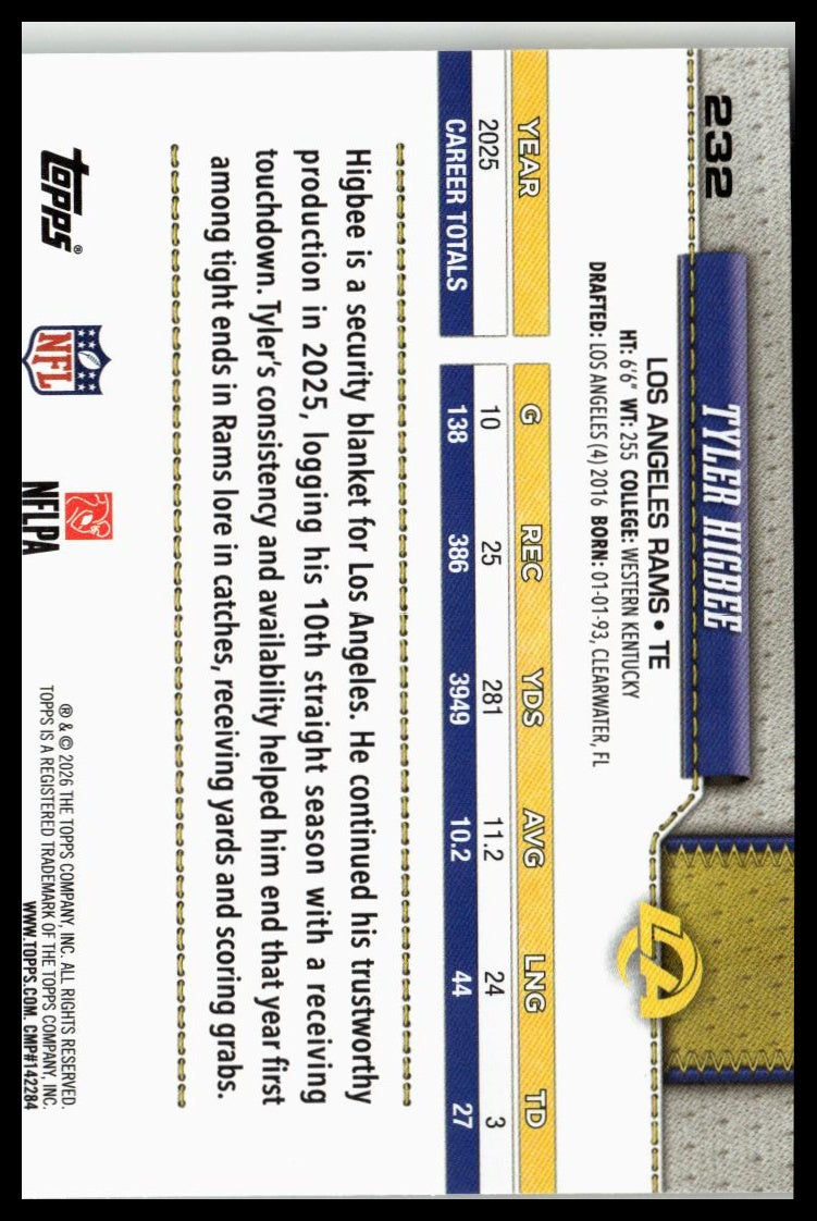 2026 Topps Flagship #232 Tyler Higbee