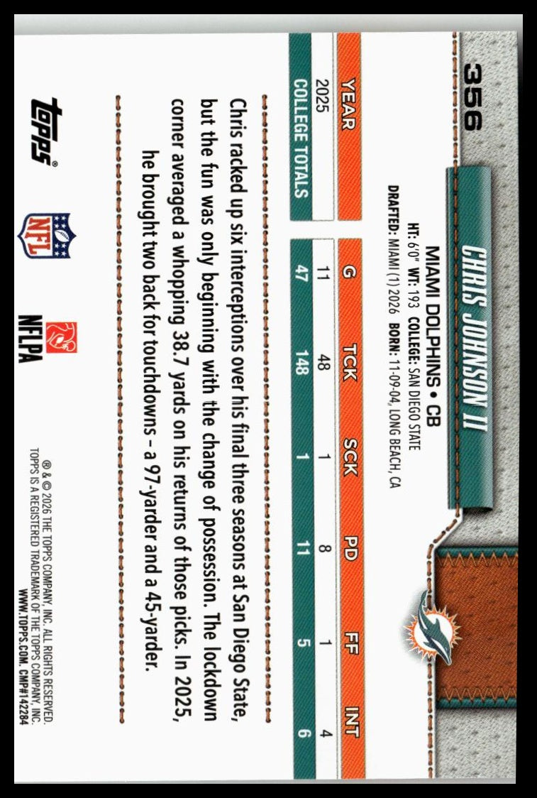 2026 Topps Flagship #356 Chris Johnson II