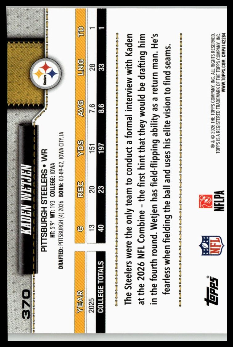 2026 Topps Flagship #370 Kaden Wetjen