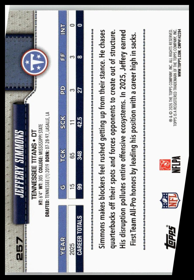 2026 Topps Flagship #257 Jeffery Simmons