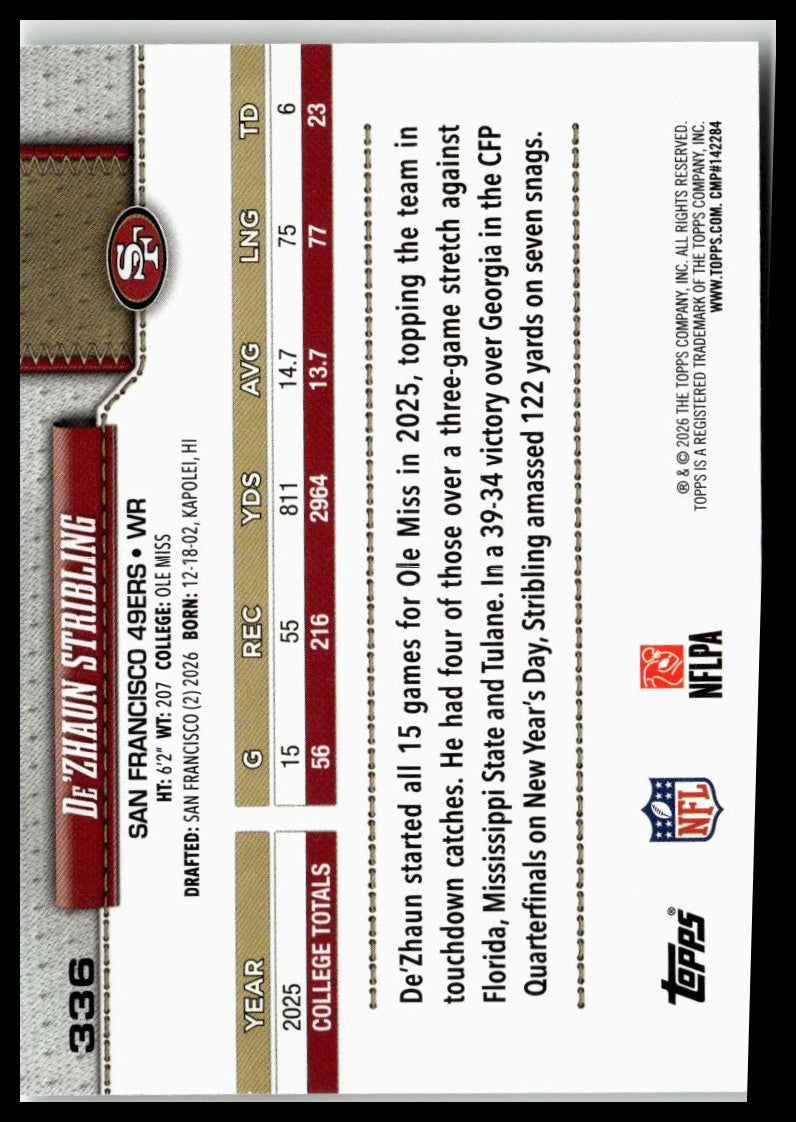 2026 Topps Flagship #336 De’Zhaun Stribling