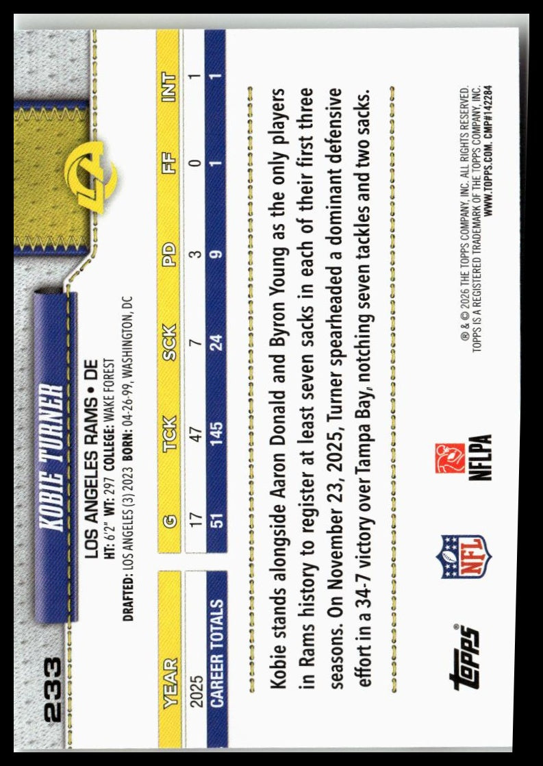 2026 Topps Flagship #233 Kobie Turner