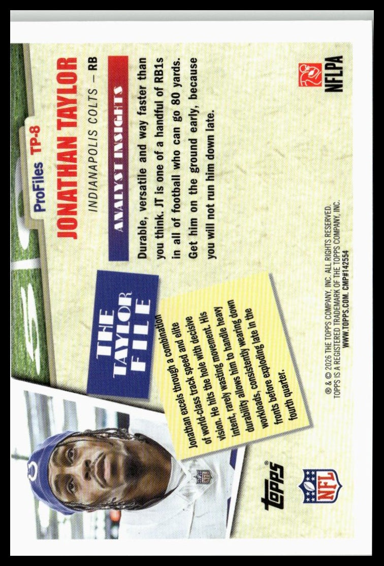 2026 Topps Flagship #TP-8 Jonathan Taylor Topps Profiles