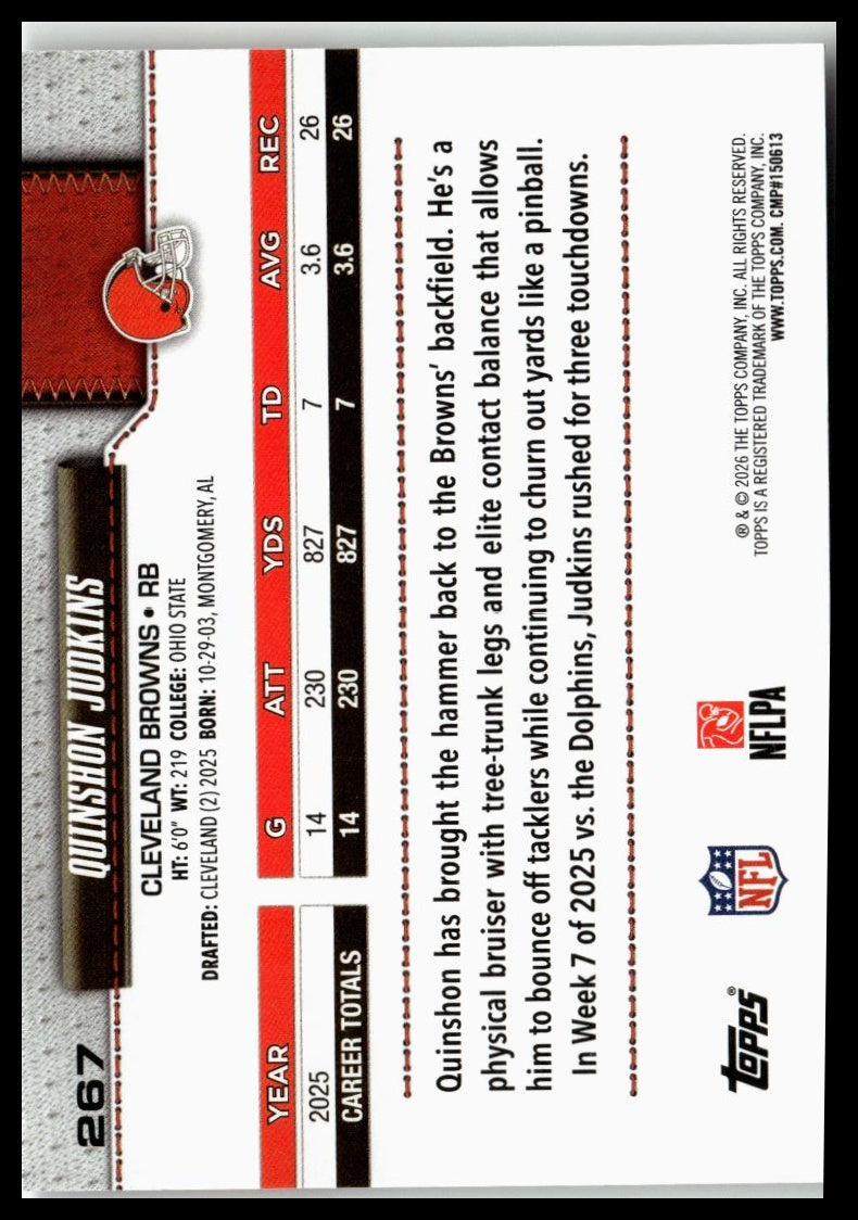 2026 Topps Flagship #267 Quinshon Judkins