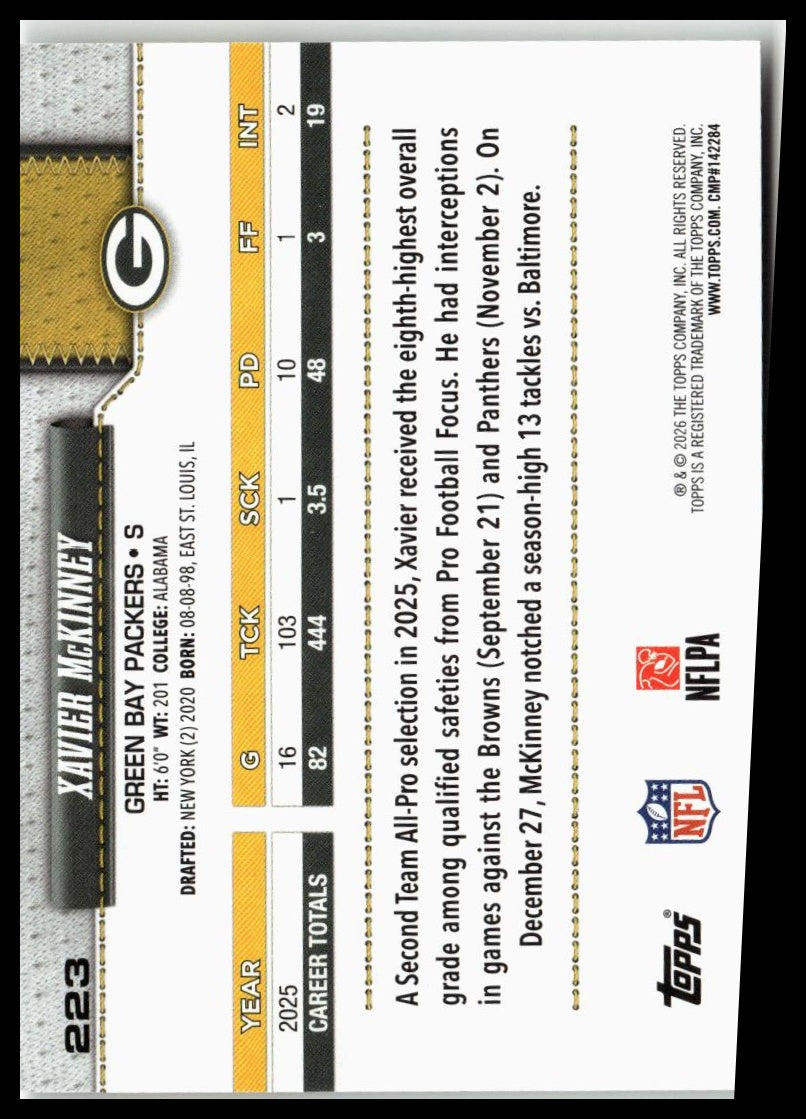 2026 Topps Flagship #223 Xavier McKinney