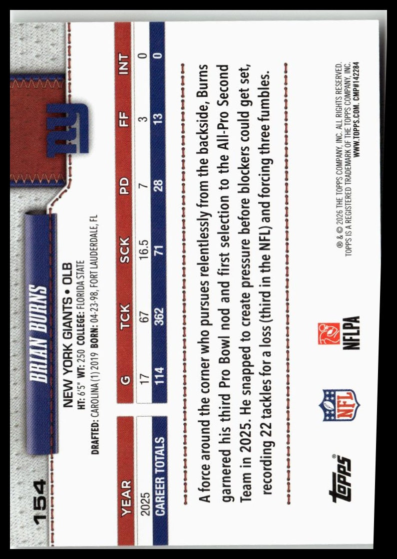 2026 Topps Flagship #154 Brian Burns
