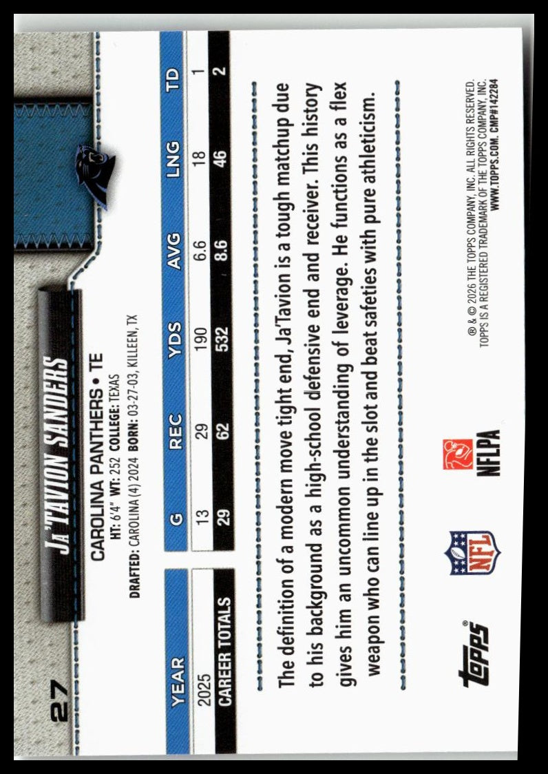 2026 Topps Flagship #27 Ja’Tavion Sanders