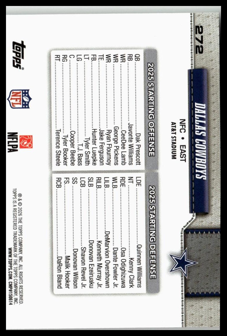 2026 Topps Flagship #272 Dallas Cowboys