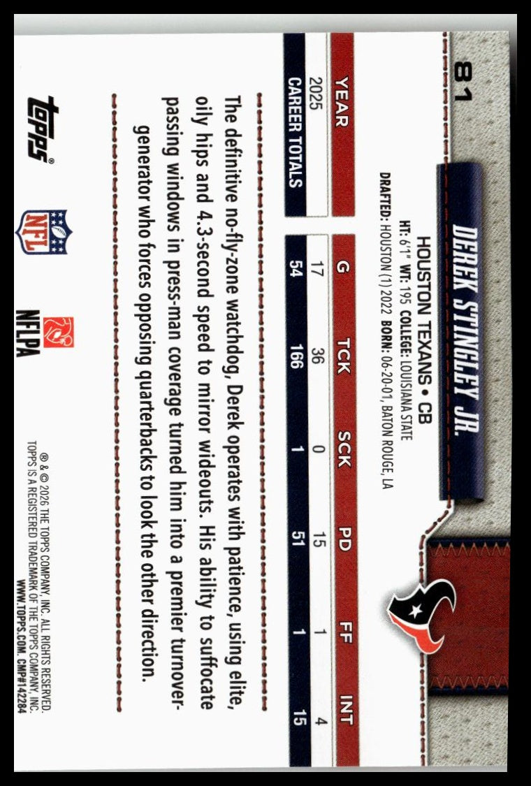 2026 Topps Flagship #81 Derek Stingley Jr.
