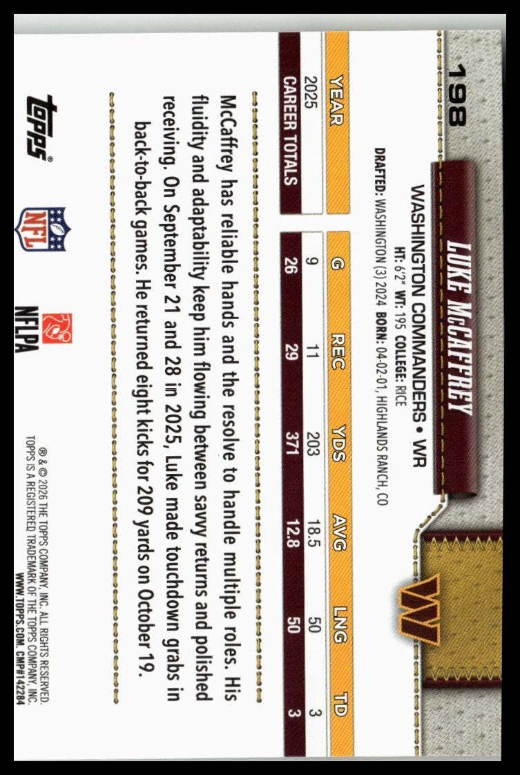 2026 Topps Flagship #198 Luke McCaffrey