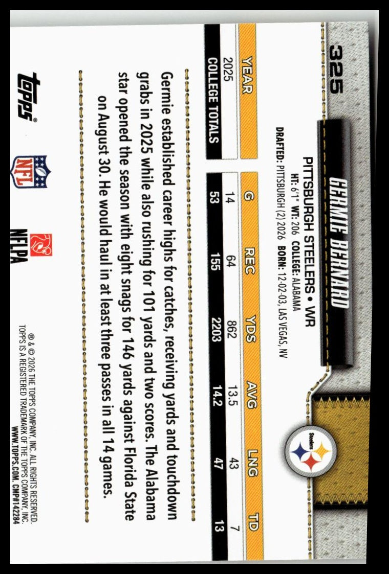 2026 Topps Flagship #325 Germie Bernard