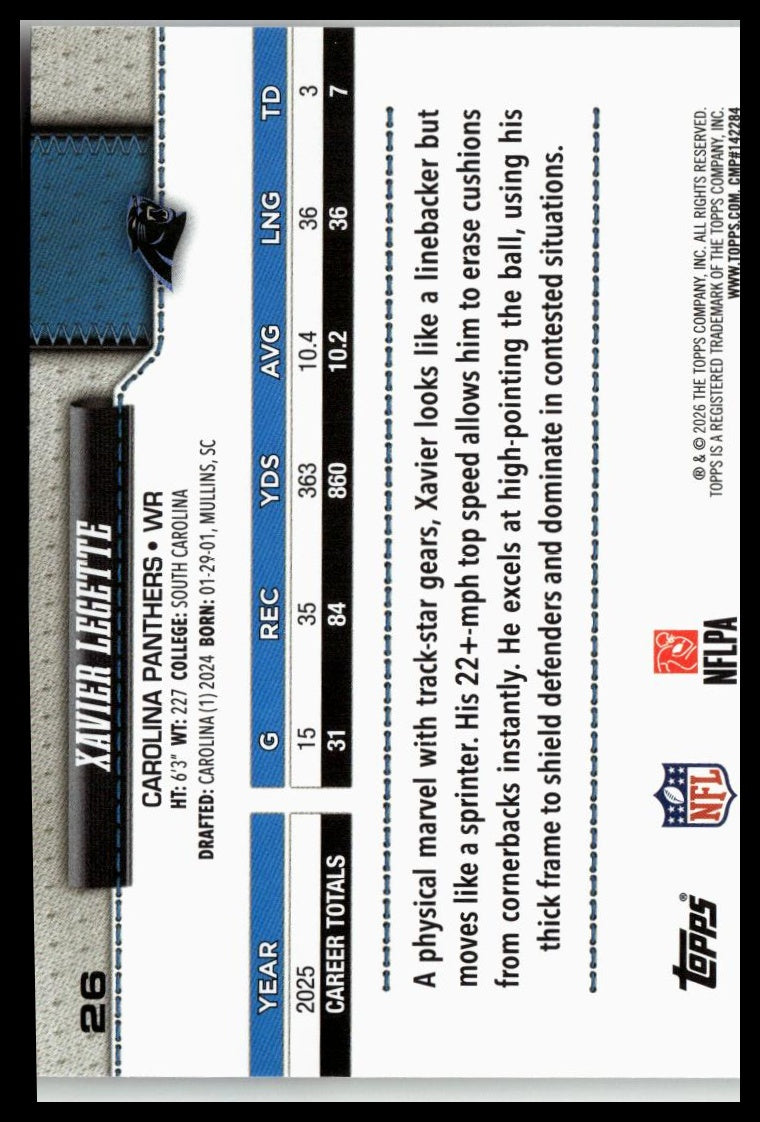 2026 Topps Flagship #26 Xavier Legette
